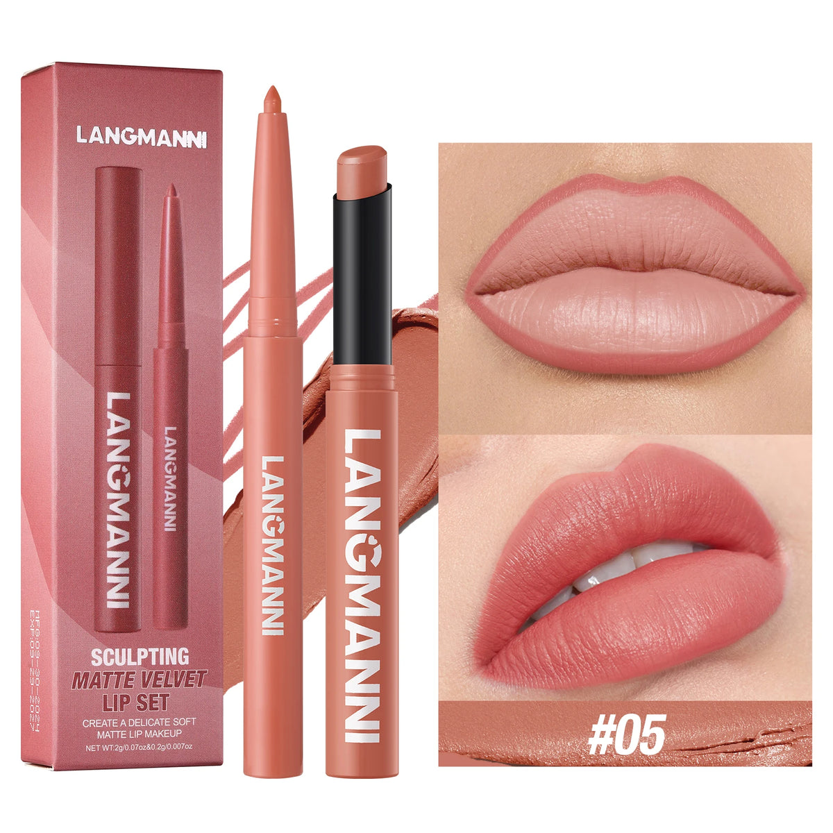 Crayon à lèvres 2-en-1 avec rouge à lèvres